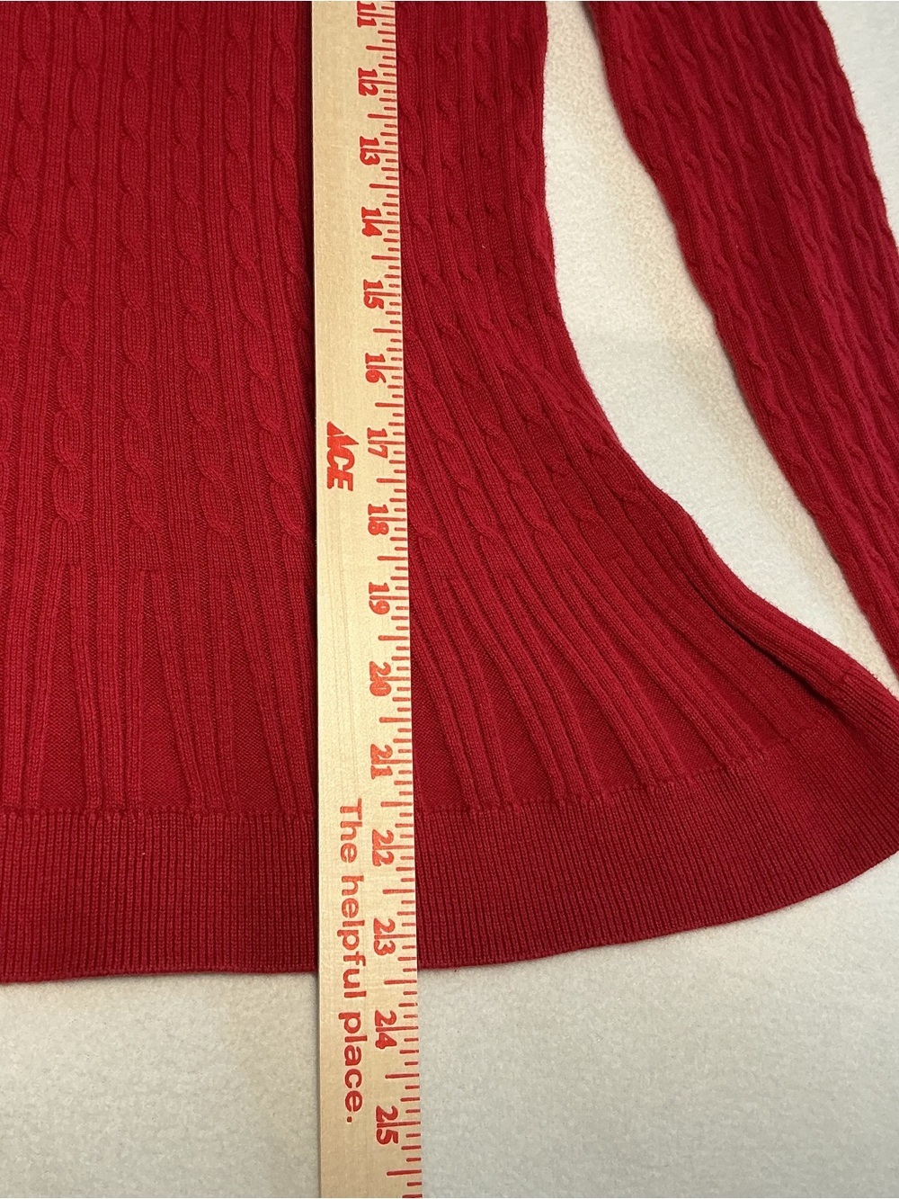 Red Cable-Knit 100% cotton Peplum minimalist Sweater - Picture 3 of 9